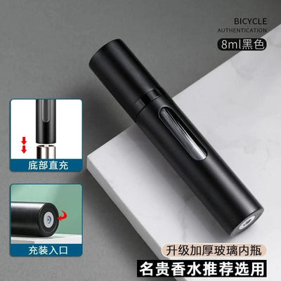 Portable Luxurious 9ml Travel Perfume Bottle Rosted Metal Shell Bottom Filling Sample Delicate Spray Empty Perfume Dispenser