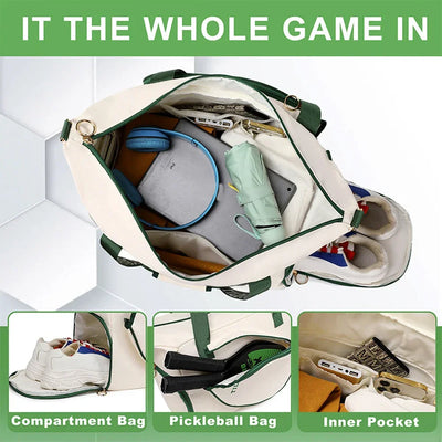 Large Pickleball Duffle Bag with Shoe Compartment