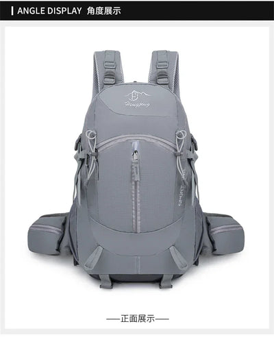 Fashionable and Wear-Resistant Outdoor Travel Backpack, Black and Red Contrasting Color Large-Capacity Mountaineering Bag with Waterproof Cover