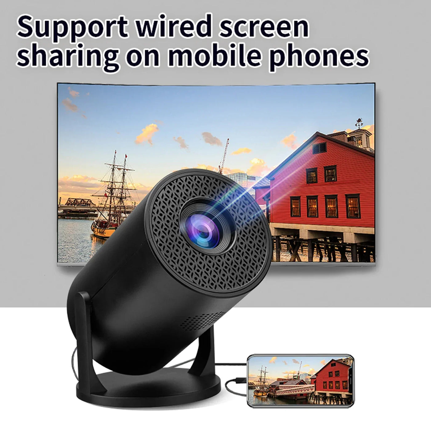 Portable Projector Wireless Fidelity 1080P 270 Degree Adjustable USB TV Sticks Video Movie Projector for Android Laptop PC Phone