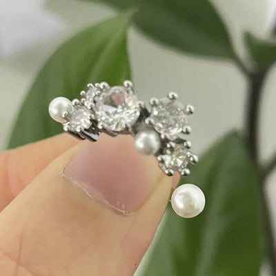 2025 New Trend Fine Jewelry Sets Charming White Geometric Crystal Fashion Pearl Necklace Ring Earrings Romantic Gift for Women