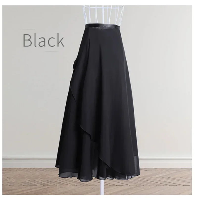 Chiffon Ballet Tutu Dance Skirt Dance Skate Wrap Scarf Gymnastics Ballerina Lyrical Long Ballet Skirt Ballet Dance Dress Women
