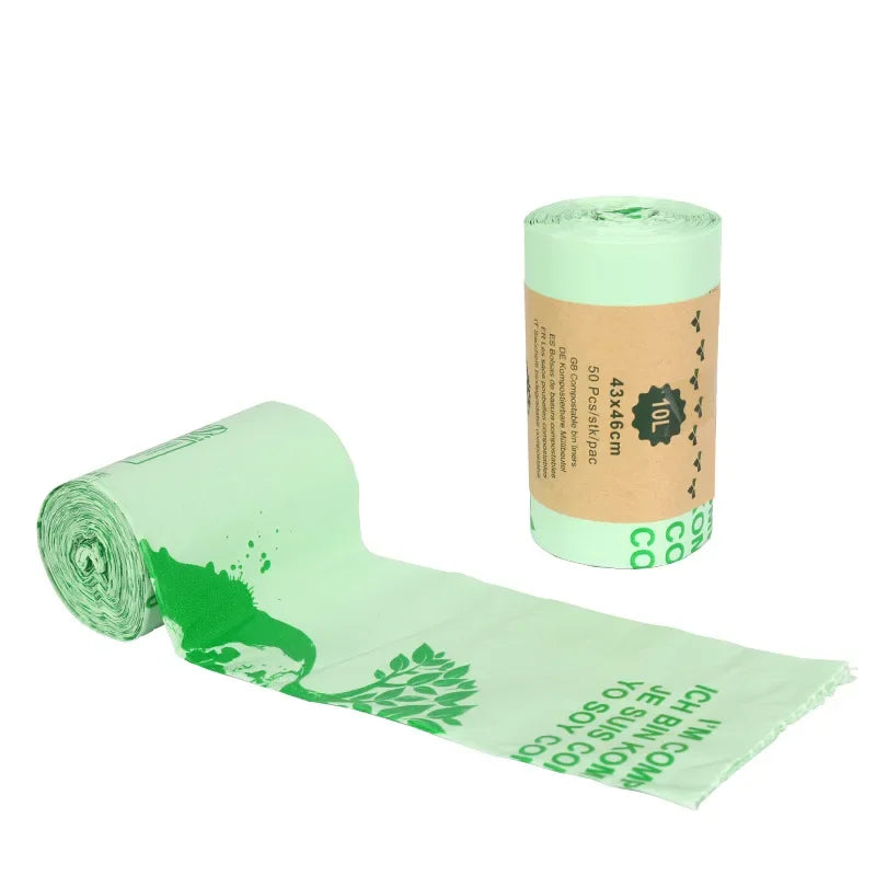 50PCS Biodegradable Pet Poop Bags 8L 10L Compostable Trash Liners for Kitchen Household Dog Cat Waste Eco-Friendly Garbage Bags