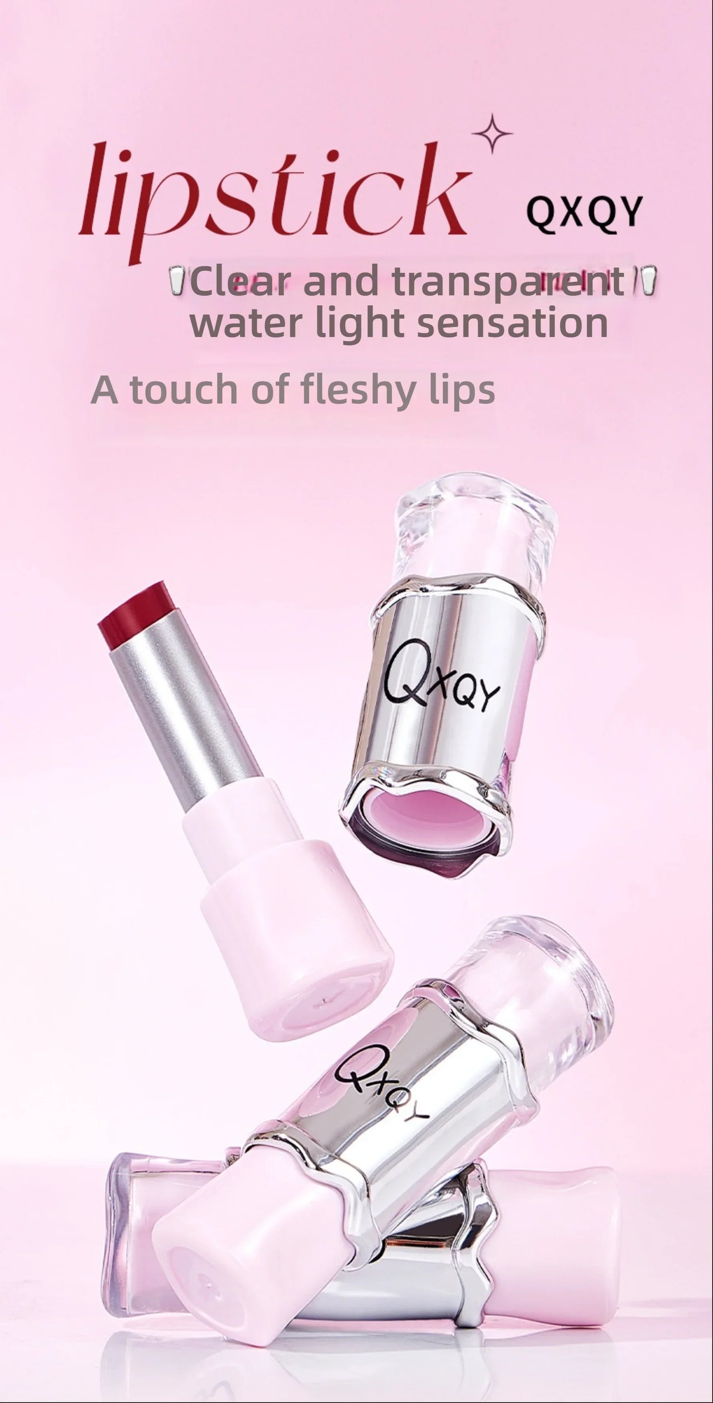 QXQY GLOSSY JELLY LIPSTICK - Mirror Shine, Moisturizing & Long Lasting, Nude Lip Gloss for Plump Brightening Lips (No Makeup Loo