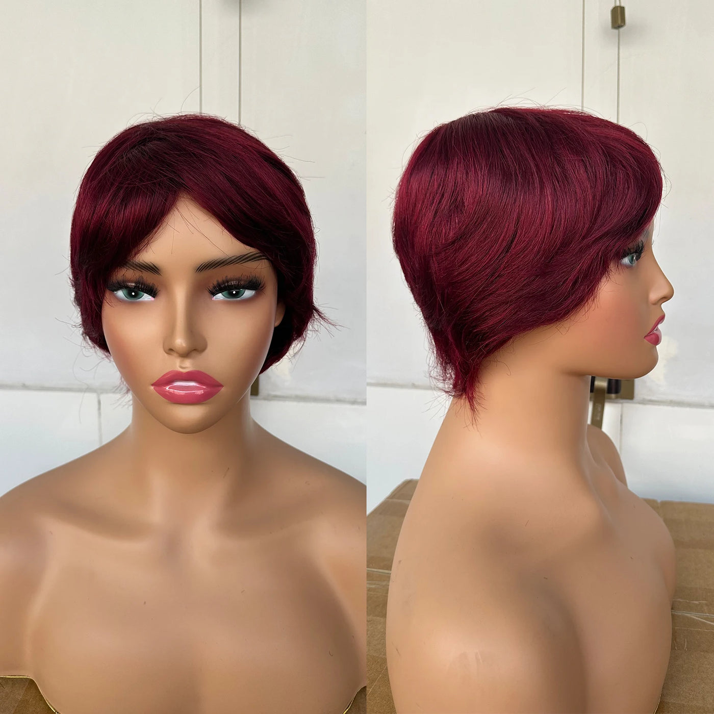 Short Human Hair Wigs Pixie Cut Straight perruque bresillienne for Black Women Full Machine Made Wigs With Bangs Cheap Wig