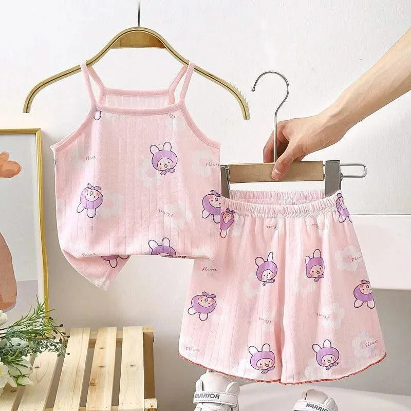 Cotton Printed Baby, Toddler Girl Strap Suits| Clothes Sets |Summer Baby Tops Tee and Shorts |Infant | Newborn Sets