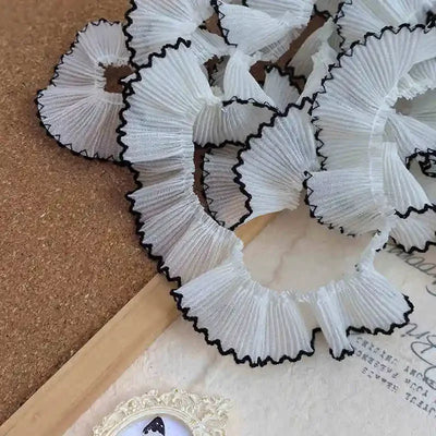 4M/lot 3cm Wine red/pink/Beige Chiffon Pleated Lace Dog Tooth Ruffle Lace Trimming for Dress Pet Cloth Home Decoration X1496