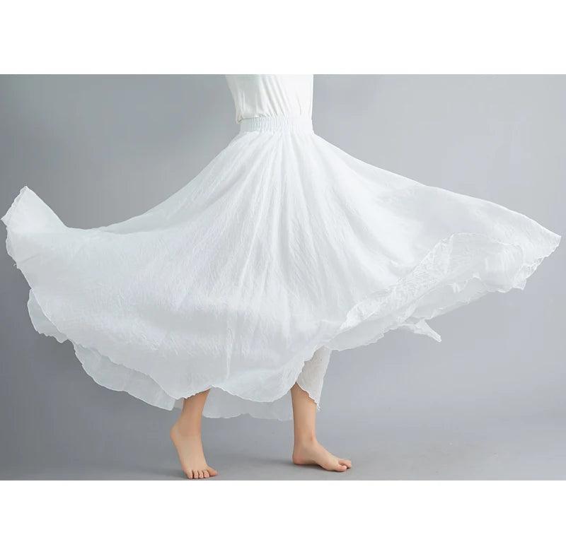 Fashion cotton linen clothes women skirts maxi y2k elegant beach saia ropa mujer casual vestido boho long skirt faldas