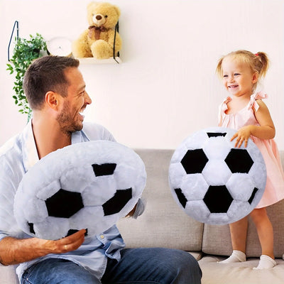 Plush Soccer Ball Throw Pillow Cushion, Polyester, Sports Room Decor, Gift for Boyfriend Birthday, Football Fan Present