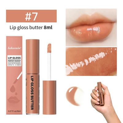 8ml Butter Non-stick Cup Gloss Lip Gloss Moisturizing Mirror Lip Gloss Lasting Color Lip glaze Dye Lip Liquid Makeup For Women