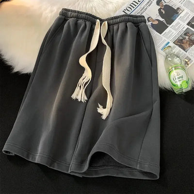 Solid Color Wide-leg Pants for Men New in Summer 2025 Loose and Versatile Sporty Mid-length Shorts Trendy