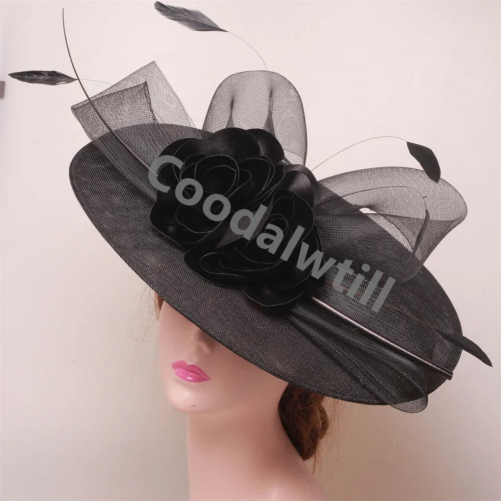 Royal Ascot Big Flower Fascinators Hat Women Wedding Pillbox Cap Ladies Derby Feather Fascinator Headdpiece Ladies Party Chapeau