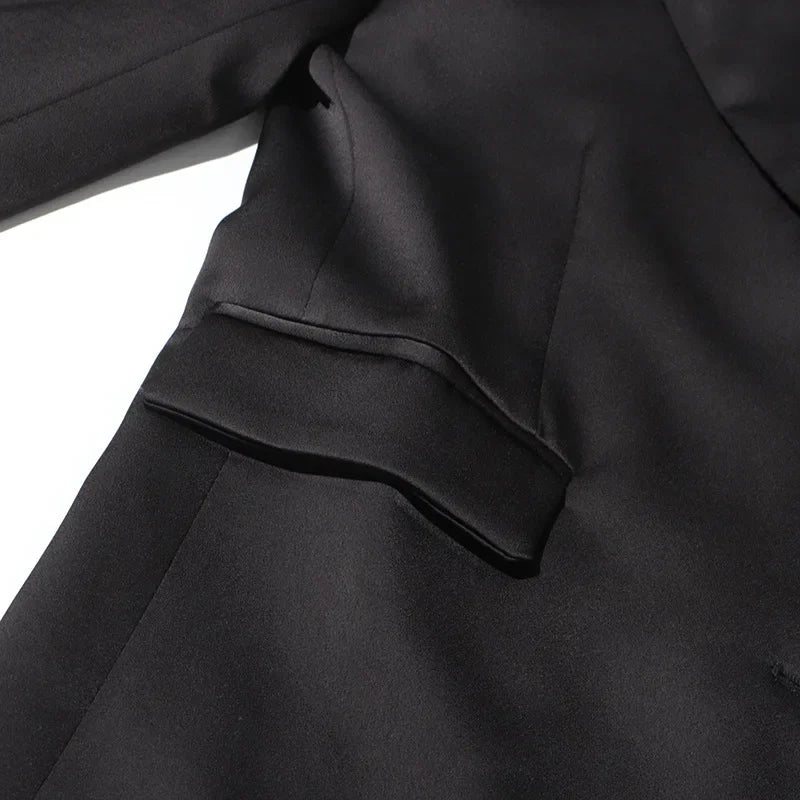 Blazer Women Fashion Elegant Style Flower Splicing Design Suit Jacket Three-dimensional Decoration Solid Color Suit Women Coats