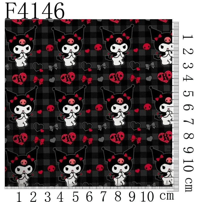 Cartoon Kuromi printed polyester cotton Fabric Clothes Patchwork Quilting DIY pet cloth bag fabric F4158