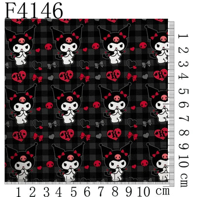 Cartoon Kuromi printed polyester cotton Fabric Clothes Patchwork Quilting DIY pet cloth bag fabric F4158