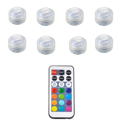 Mini Submersible LED Lights with Remote Control - Small Tea Light Underwater Light Battery Powered for Party Event Vase Fishtank