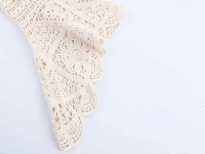 Summer Bohemian Women Loose DRESS Suits Hook Flower Hollow Out Bat Sleeve Shirt+Tassels Drawstring Bodycon Skirt Vacation Sets