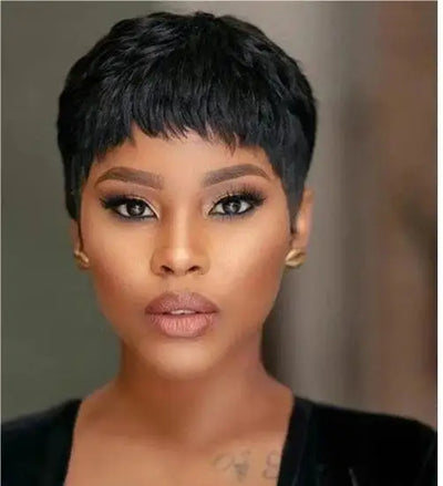 Short human hair wigs Pixie Cut Wigs Human Hair For Black Women With Bangs Brazilian Virgin Hair Cheap Wig machine made
