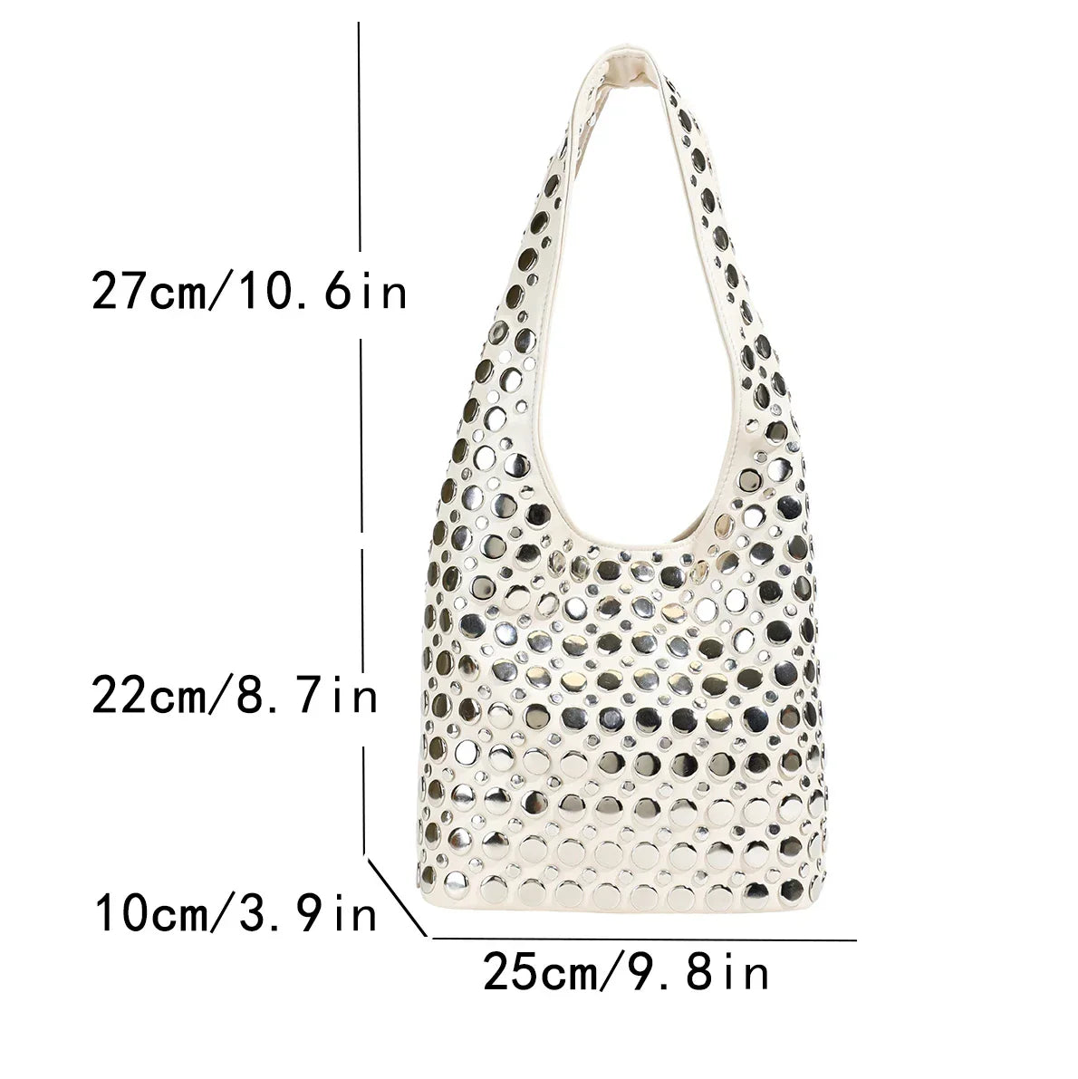 Designer Geometric Shoulder Bag For Women Top Brand Handbag Luxury Shiny Rivet Handmade Evening Clutch Bag Fashion Party Purse
