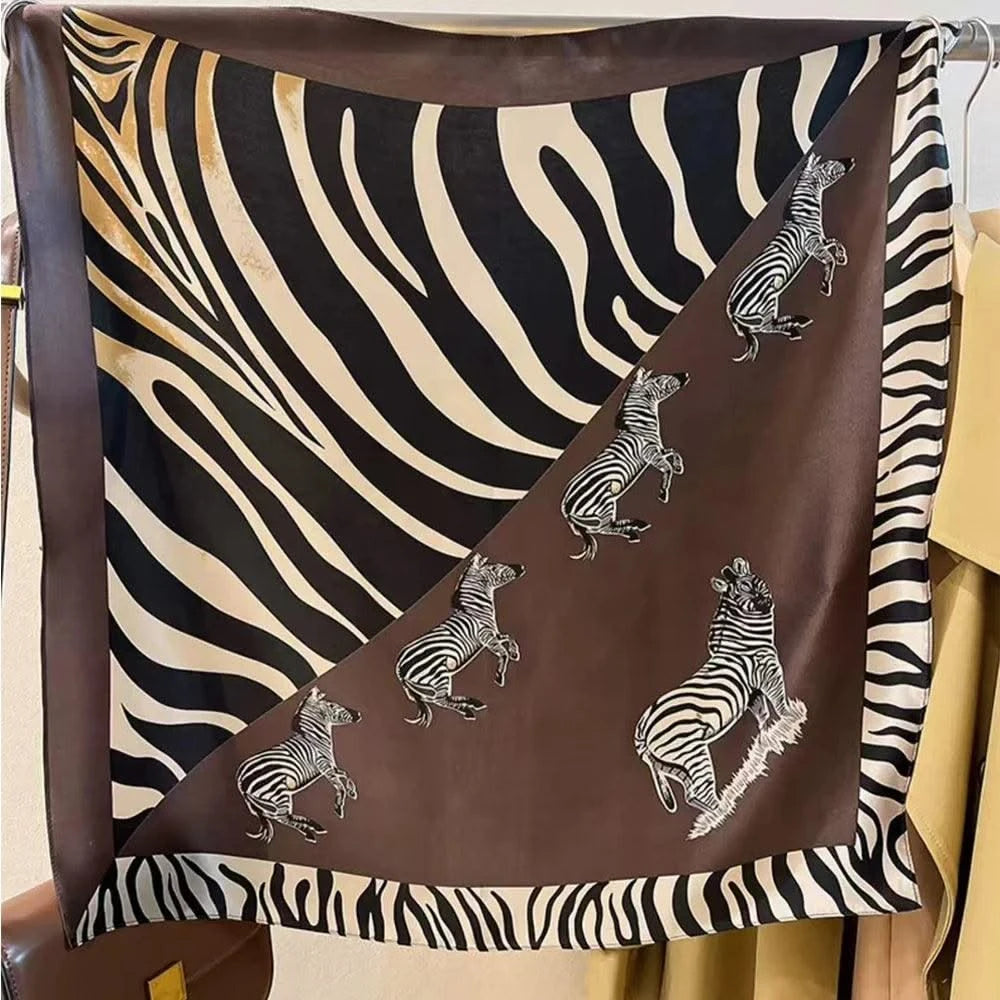 Women's Elegant White Black Polka Dot Design Satin 70cm Silk Scarves  100% Mulberry Silk