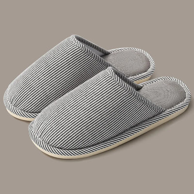 Warm Plush Cotton Slippers for Home Indoor Non-slip Linen Flats Spring and Autumn Couple House Slides