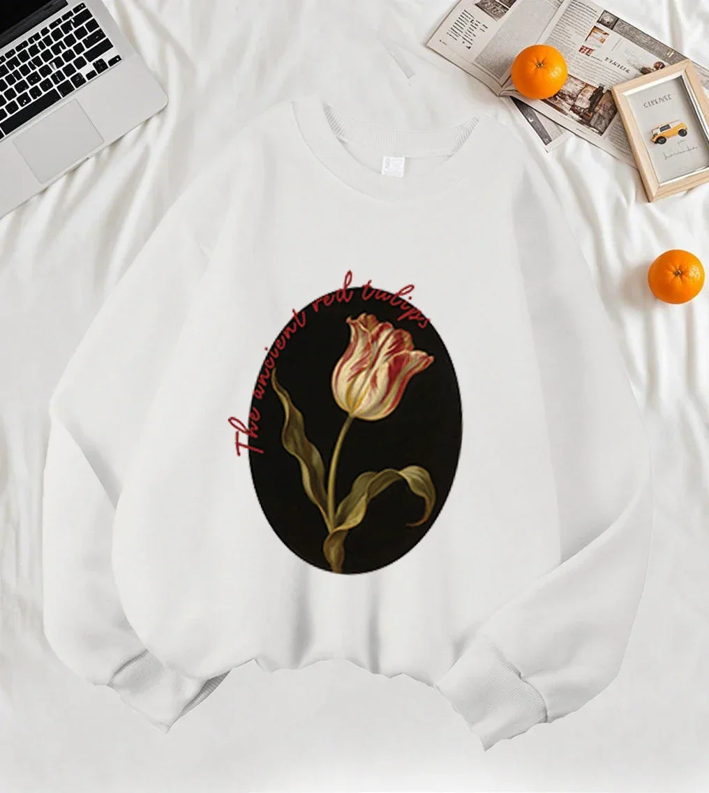 The Ancient Red Tulips Design Women Tops