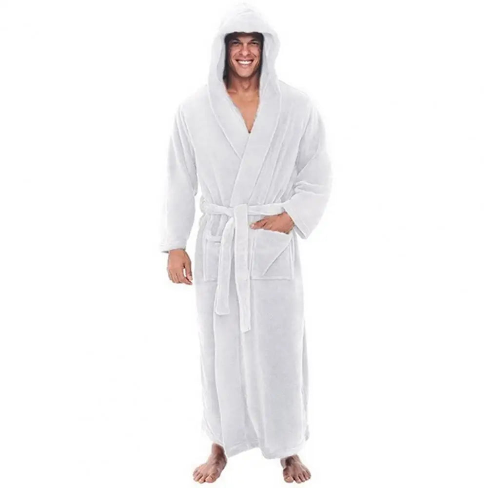 Cozy Bathrobe Luxurious Men's Hooded Bathrobe