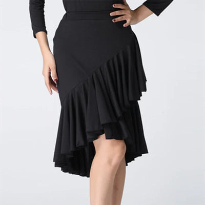 Womens Latin Dance Skirt Ballroom Tango Rumba Dance Dress Female Practice Dress Stage Performamnce Skirt Dancewear Costume