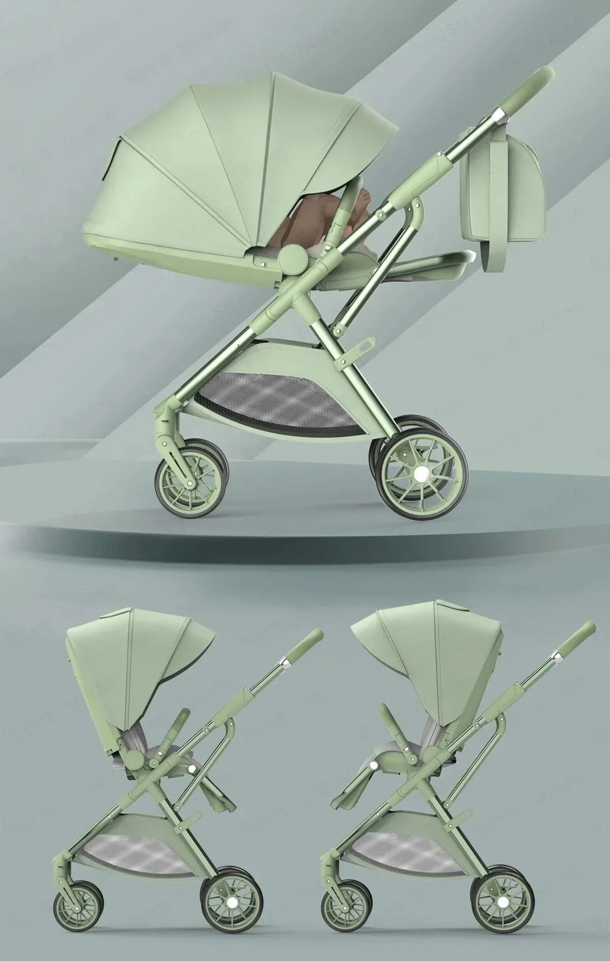 Portable High-view Baby Stroller Two-way Portable Baby Stroller Foldable Children's Four-wheel Baby Stroller 0-3 Years Old