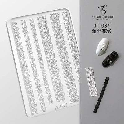 Geometric Bowknot Grid Lace Flora Edge Nail Art Silicone Carving Mold Mould Star Daisy Flower Charms Bow Tie Snowflake Template