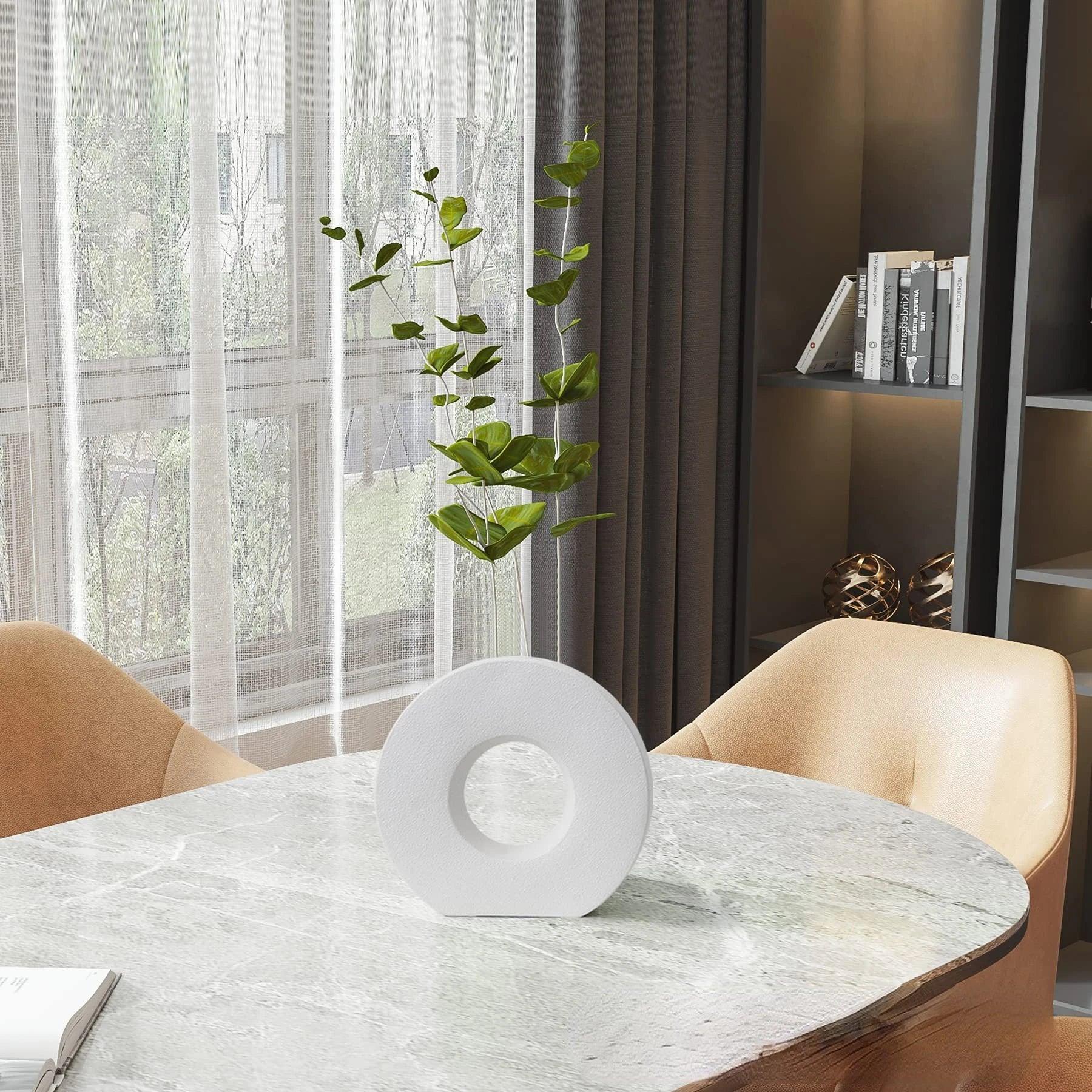 Nordic home decor vase decoration donut luxury living room simple flower matte centerpiece