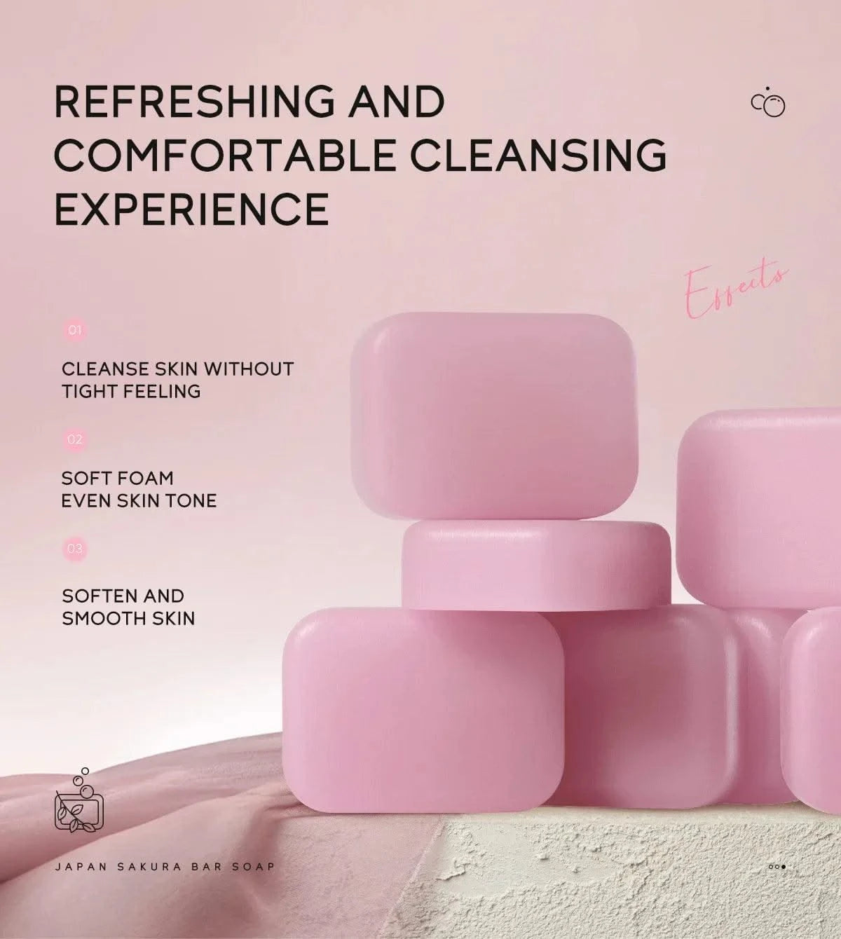 LAIKOU Sakura Facial  Body Whitening Soap Reduces Acne Dark Spot Deep Cleaning Cutin Brightening Skin 90g