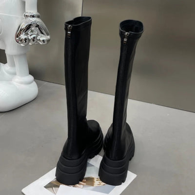 Knee High Women's Long Boots Flats Platform Fashion Shoes Designer Dress Winter Woman Boots 2025 Chelsea Botas De Mujer Zapatos