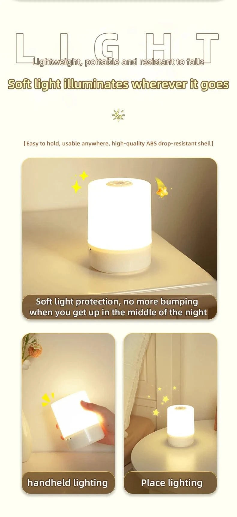 LED Night Lights USB Portable Bedside Lamp Touch Stepless Dimmabl LED Table Lamp for Bedroom Decor Sleeping Night Light Kid Gift