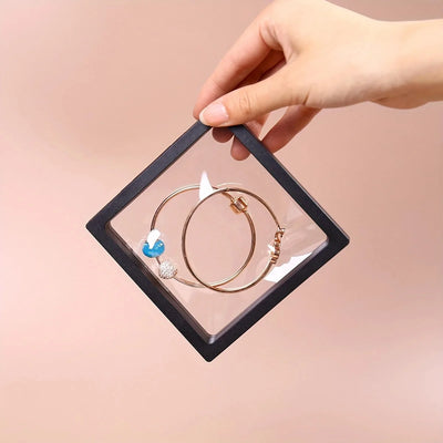 10pcs,Transparent floating display box, plastic film jewelry packaging box, jewelry, necklace, ring, and collectible storage box