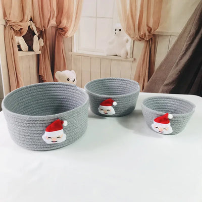 Hand Woven Storage Basket Christmas Present Candy storage Baskets Cartoon Kids Toys Desktop Organizer Sundries Storage Box