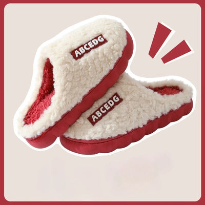 Couple's Plush Slippers for Women & Men - Extra Warm Winter House Shoes, Non-Slip Fuzzy Lined Indoor Slides with Thick Sole
