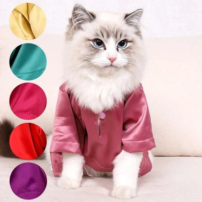 Fashionable Pet Clothes Summer Shirt Cat Wear Silk Dazzle Breathable Thin Non-Stick Fur Traditional Chinese Garments Cat Dresses