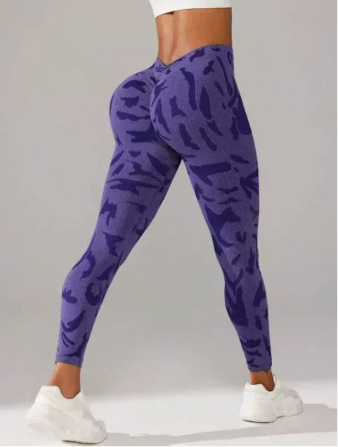Women V-waist Printed Seamless Leggings