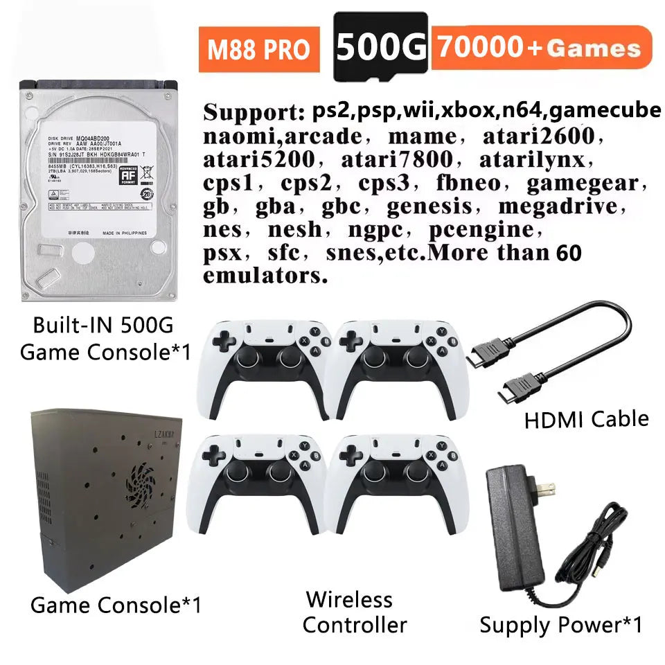 Retro Gaming Console 70000+ Games 500GB T8 Loaded For Wii PS2 DC PSP GAMECUBE Plug-and-Play On TV Windows 11 Children's Gift