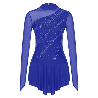 Women Modern Lyrical Dress Camisole Dance Costume Ballet Asymmetric High-Low Mesh Skirted Sleeveless Leotard Gymnastic Dancewear