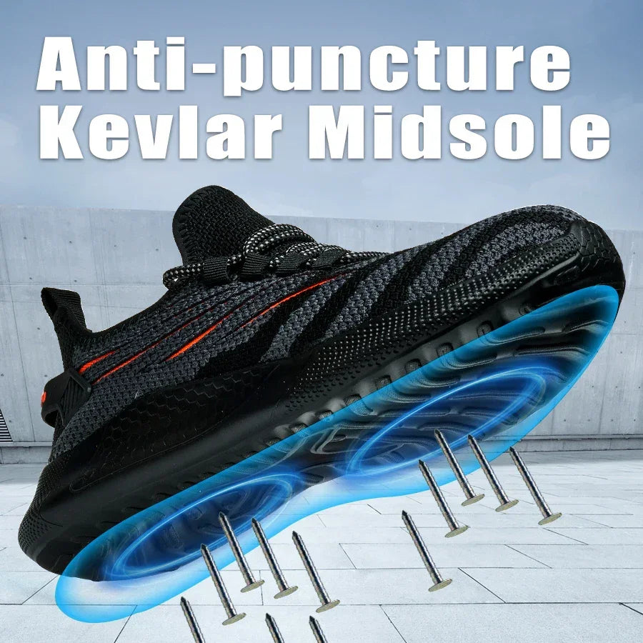 Men Safety Shoes For Work Safety Boots Protect Breathable Anti-smash Steel Toe Sport Work Sneakers Construction Security Boots