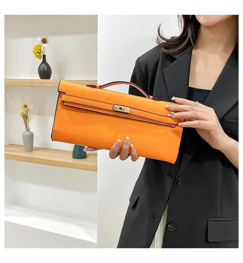 Elegant classic leather handbag for ladies - with inner compartments high quality by famous designer brand