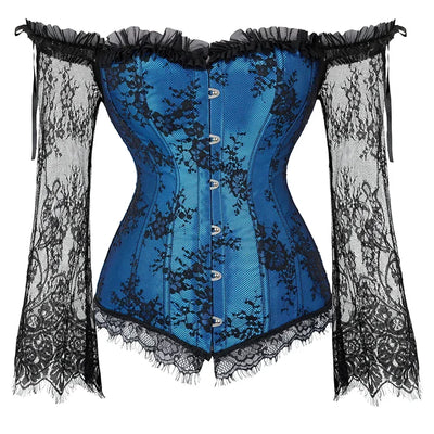 Women's Corset Gothic Style Corsets Lace-up Bustier with Sleeves Breathable Bodyshaper Corsetto Medieval Dance Party Costumes