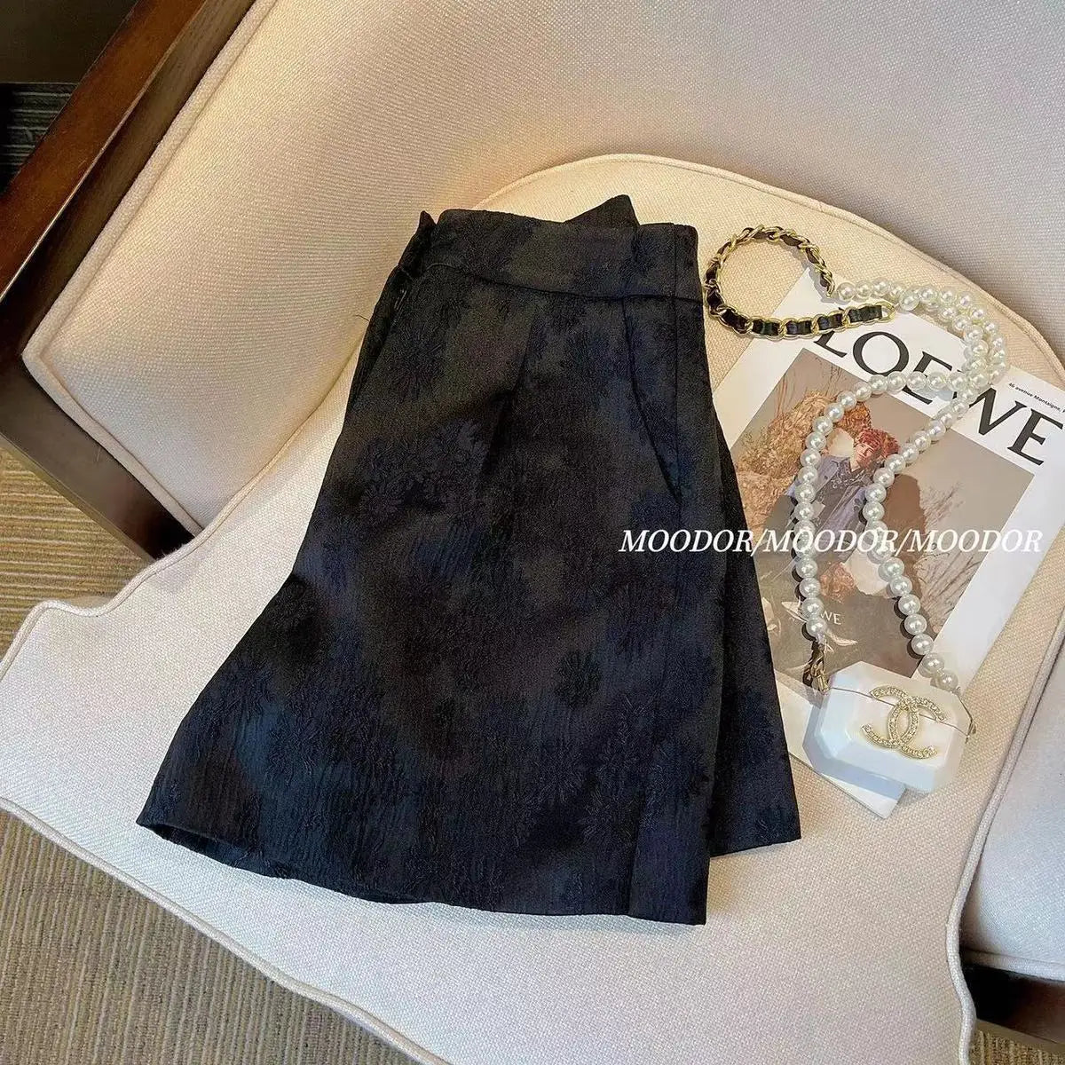 New Chinese Retro Jacquard Shorts  Women with High Waist Casual Loose Design A-line Wide-leg Pants