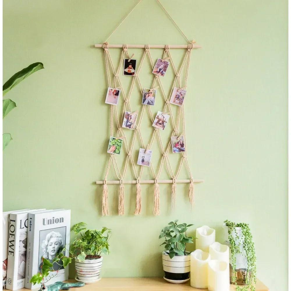 Nordic style wall tapestry hand woven home decor with tassels photo background living room boho bedroom hanging art