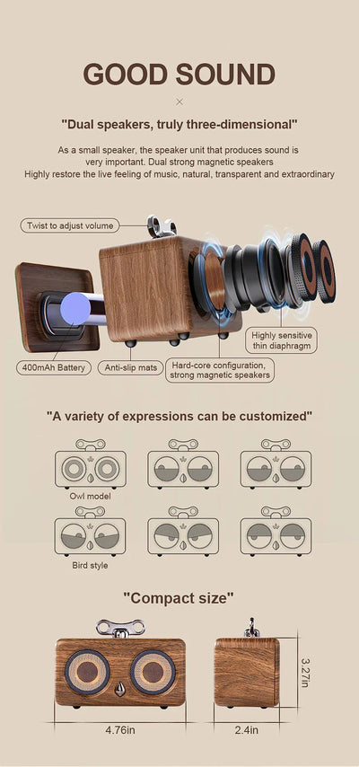 Bluetooth speaker, wireless, desktop, high-quality sound, low bass, volume, mini, outdoor, plug-and-play, retro, portable speake