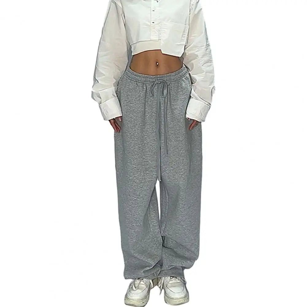 Casual Solid Sweatpants For Women High Waist Lace Up Loose Joggers Pant Classic Baggy Streetwear Female Sport Dance Trouser Y2K