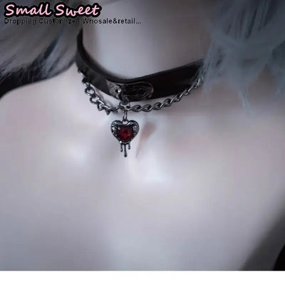 Girl Women Y2K choker Gothic subculture love Jewelry chain Gift Sweet Lolita PU leather collar Spike necklace Punk Chokers