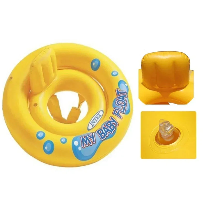 Swim Ring Baby Swimming Seat Baby Toys Cute Summer Inflatable Toddlers Bathtub Kids Wheels Portable Swimming Float Ring